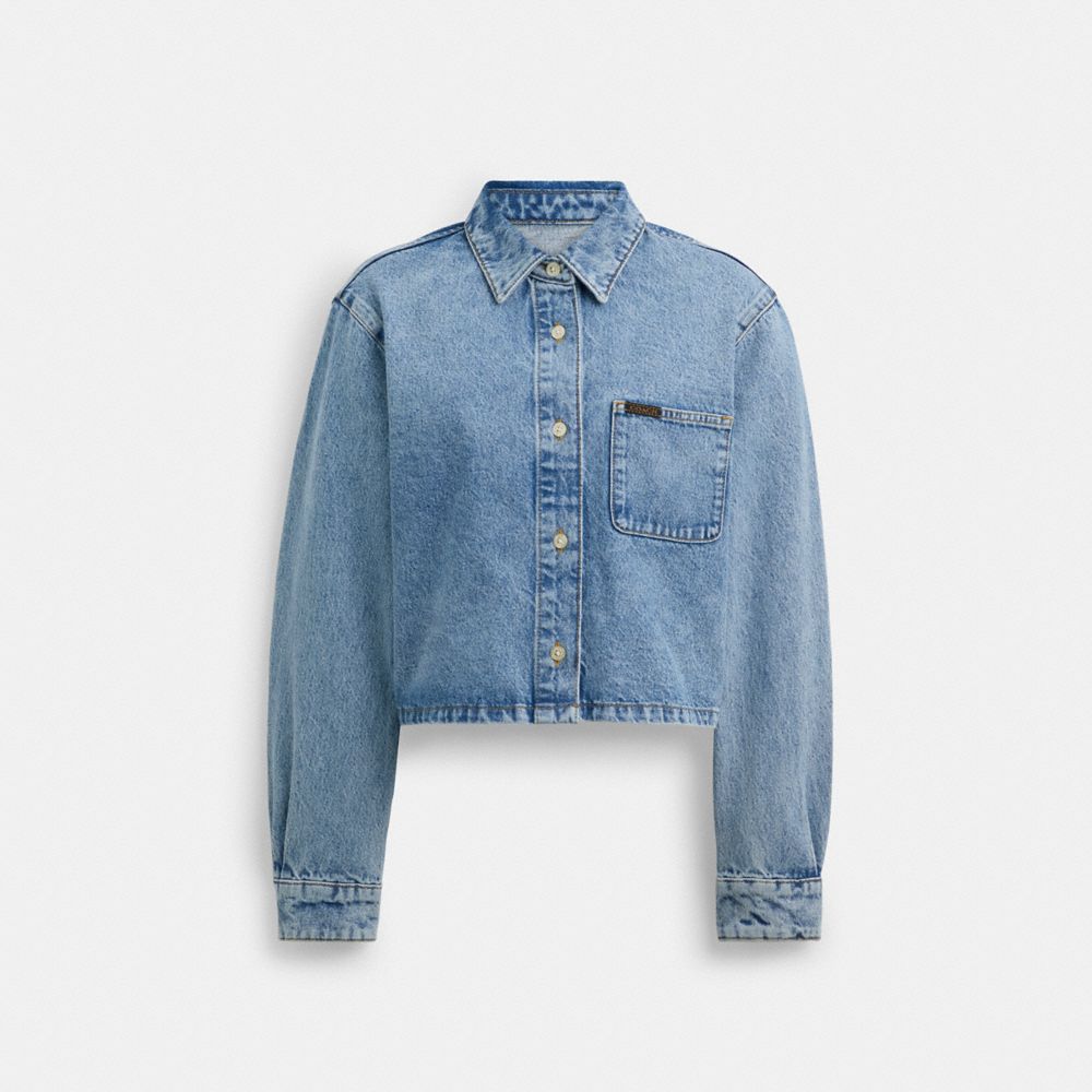 Coach Cropped Denim Button Down Azules | COH865988