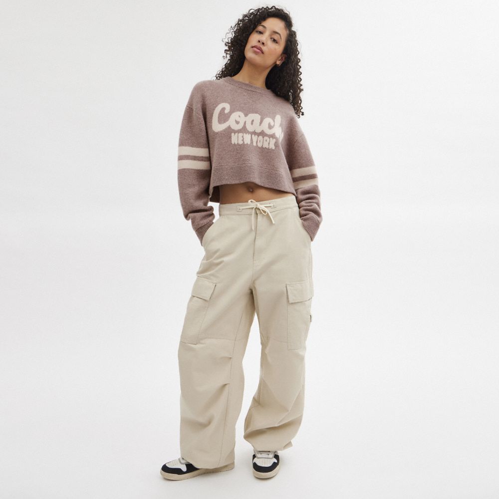 Coach Cropped Sweater Rosas | COH865984