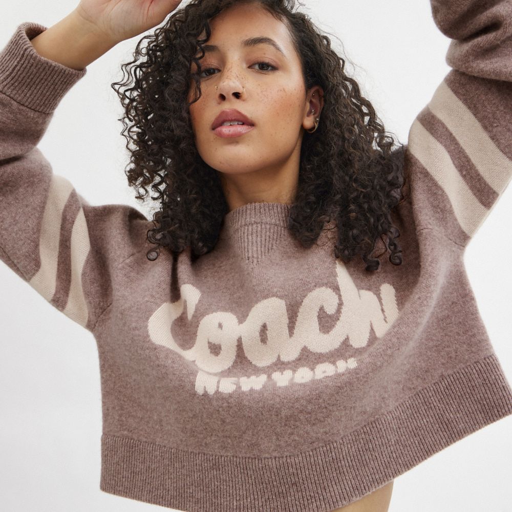 Coach Cropped Sweater Rosas | COH865984