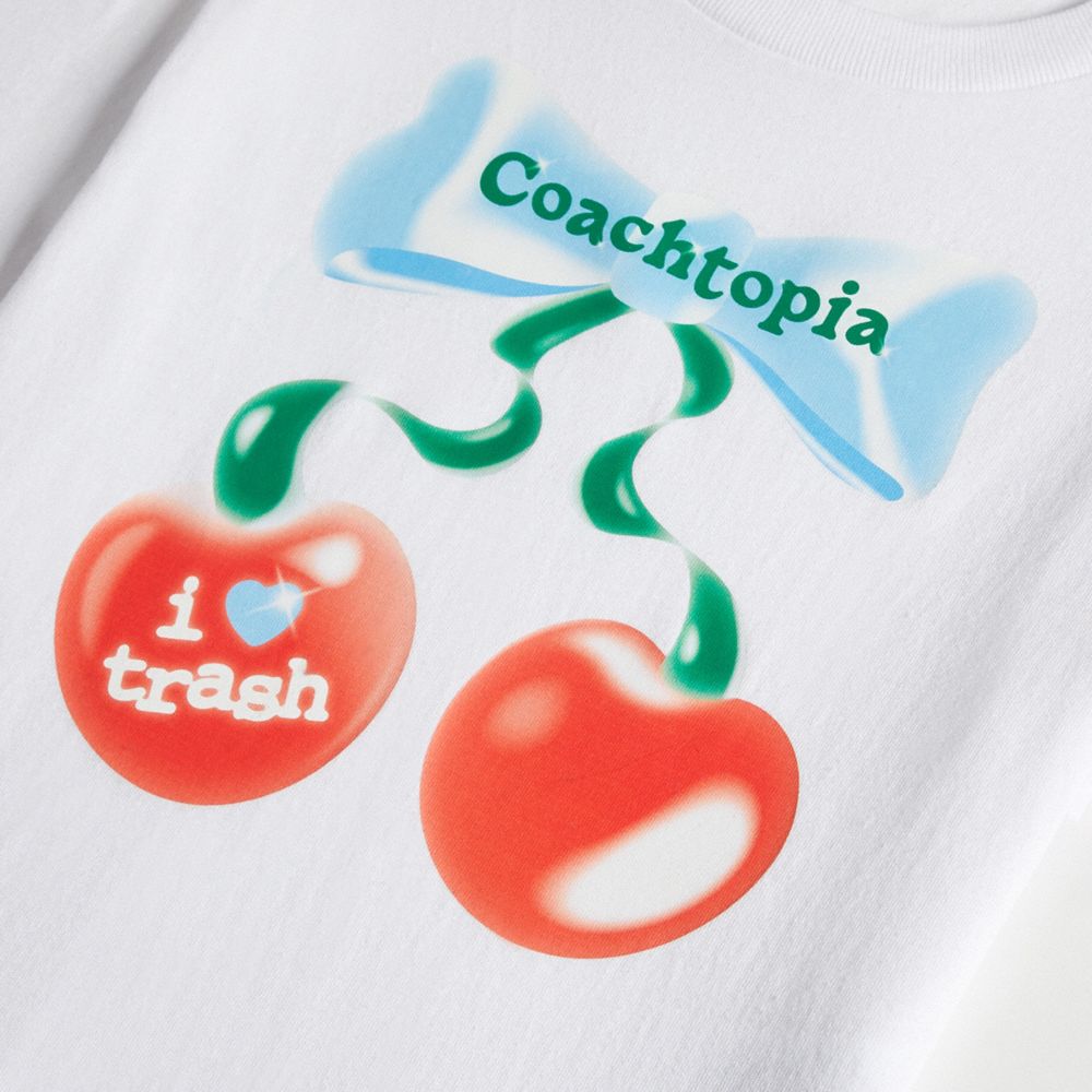 Coach Cropped Tee: Cherry Bow Blancas | COH865974