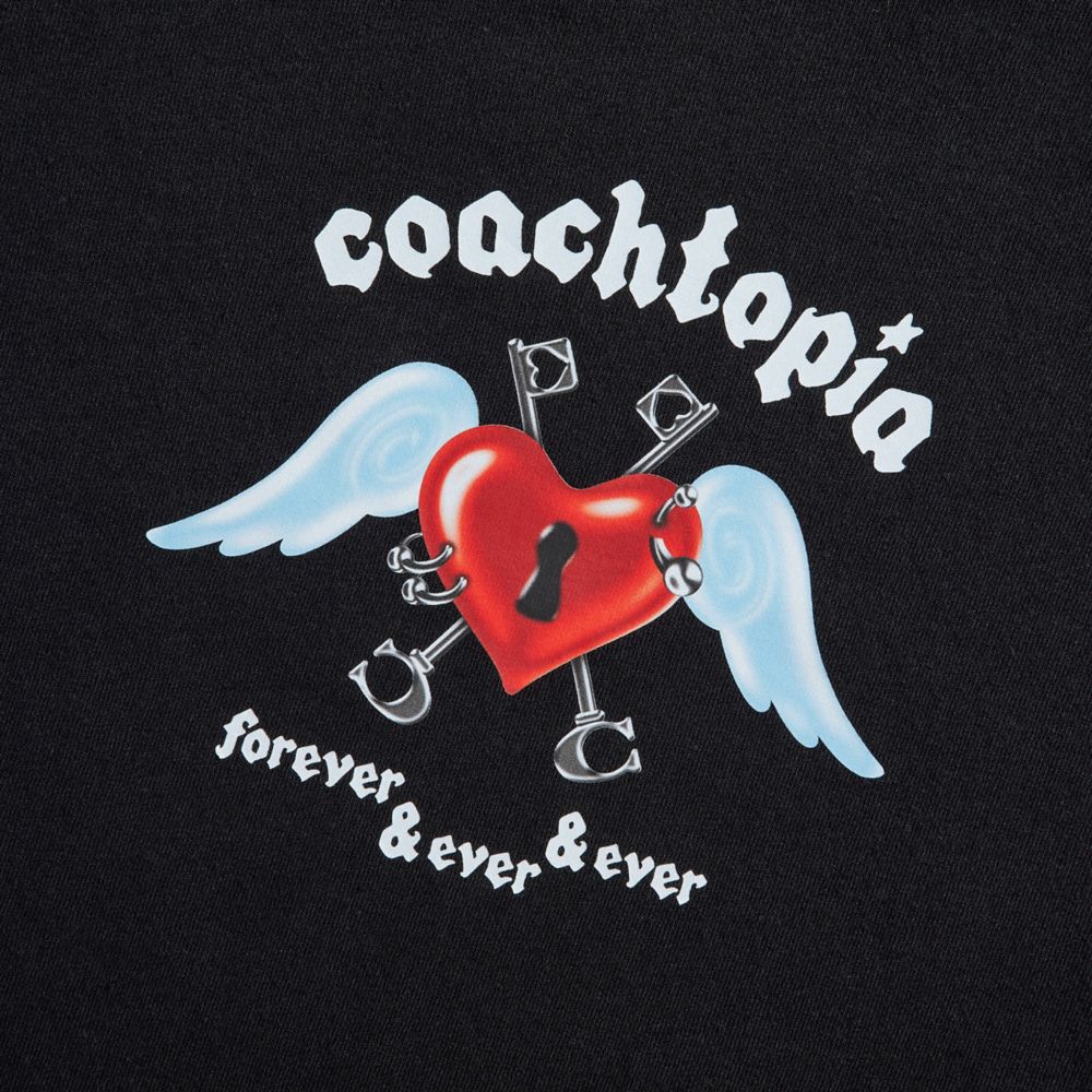 Coach Cropped Tee: Floating Heart Negras | COH865973