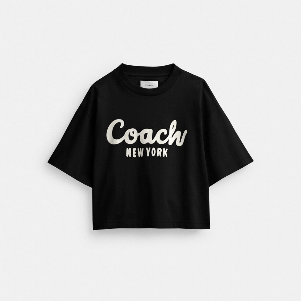 Coach Cursive Signature Cropped T Shirt Negras | COH865995