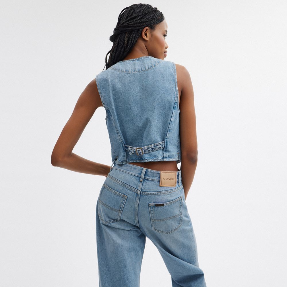 Coach Denim Vest In Organic Cotton Azules | COH865987