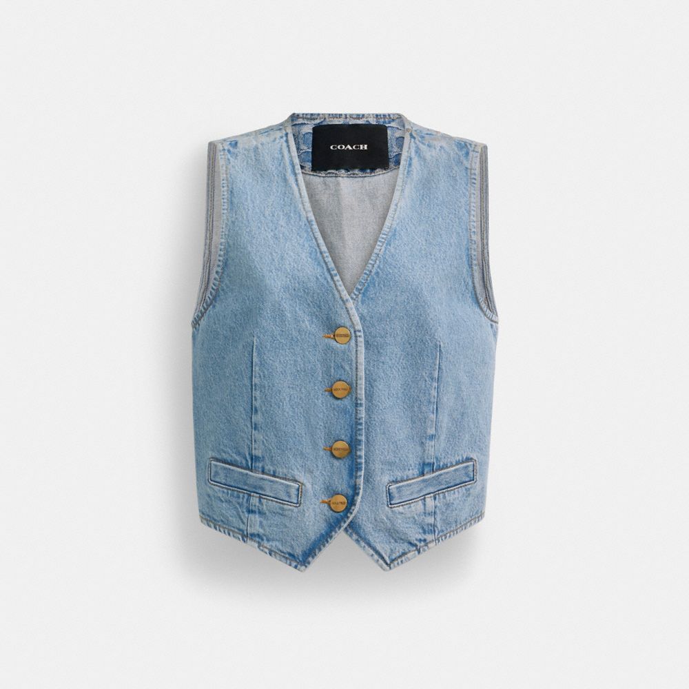 Coach Denim Vest In Organic Cotton Azules | COH865987