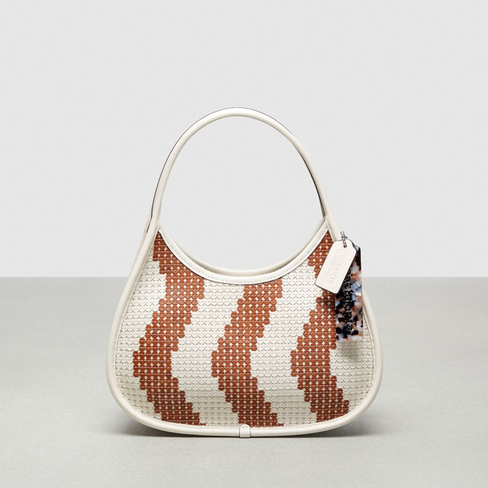 Coach Ergo Bag With Wavy Stripe Upcrafted Leather Sequins Marrones | COH864868