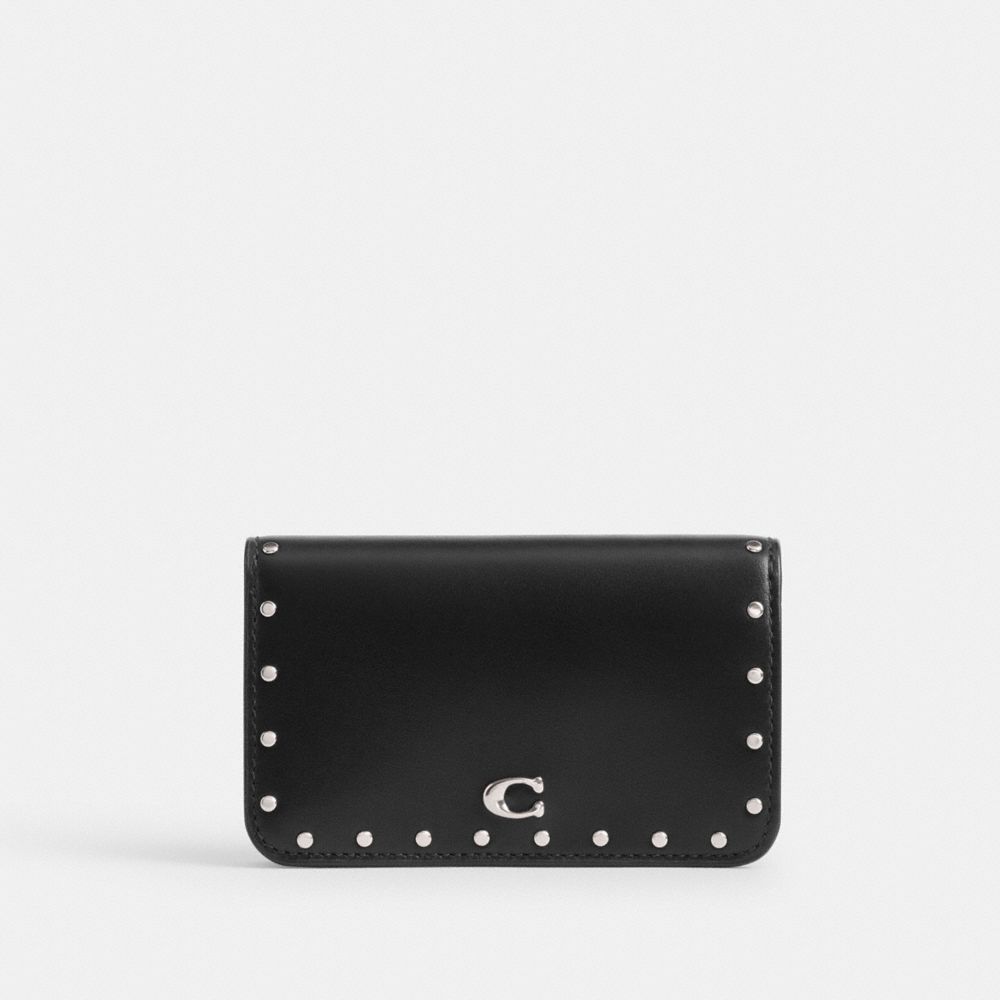 Coach Essential Slim Card Case With Rivets Plateadas Negras | COH865583