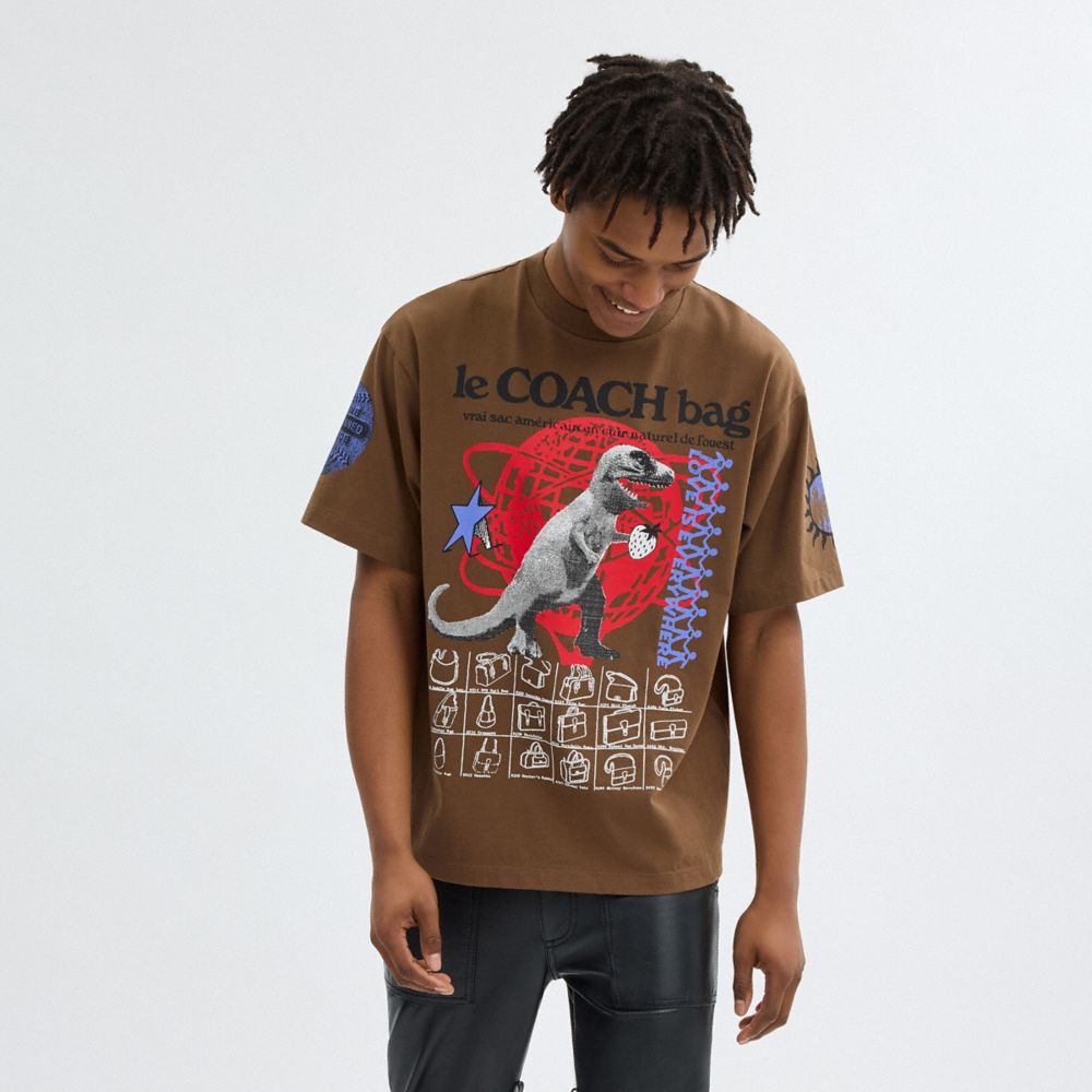 Coach Graphic Relaxed T Shirt In Organic Cotton Marrones | COH866008