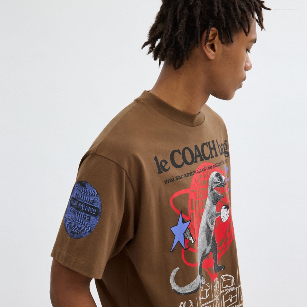 Coach Graphic Relaxed T Shirt In Organic Cotton Marrones | COH866008