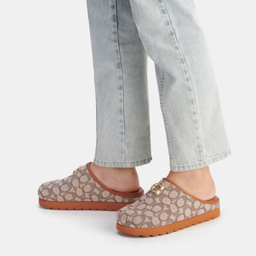 Coach Hadley Slipper In Signature Textile Jacquard Marrones | COH865784