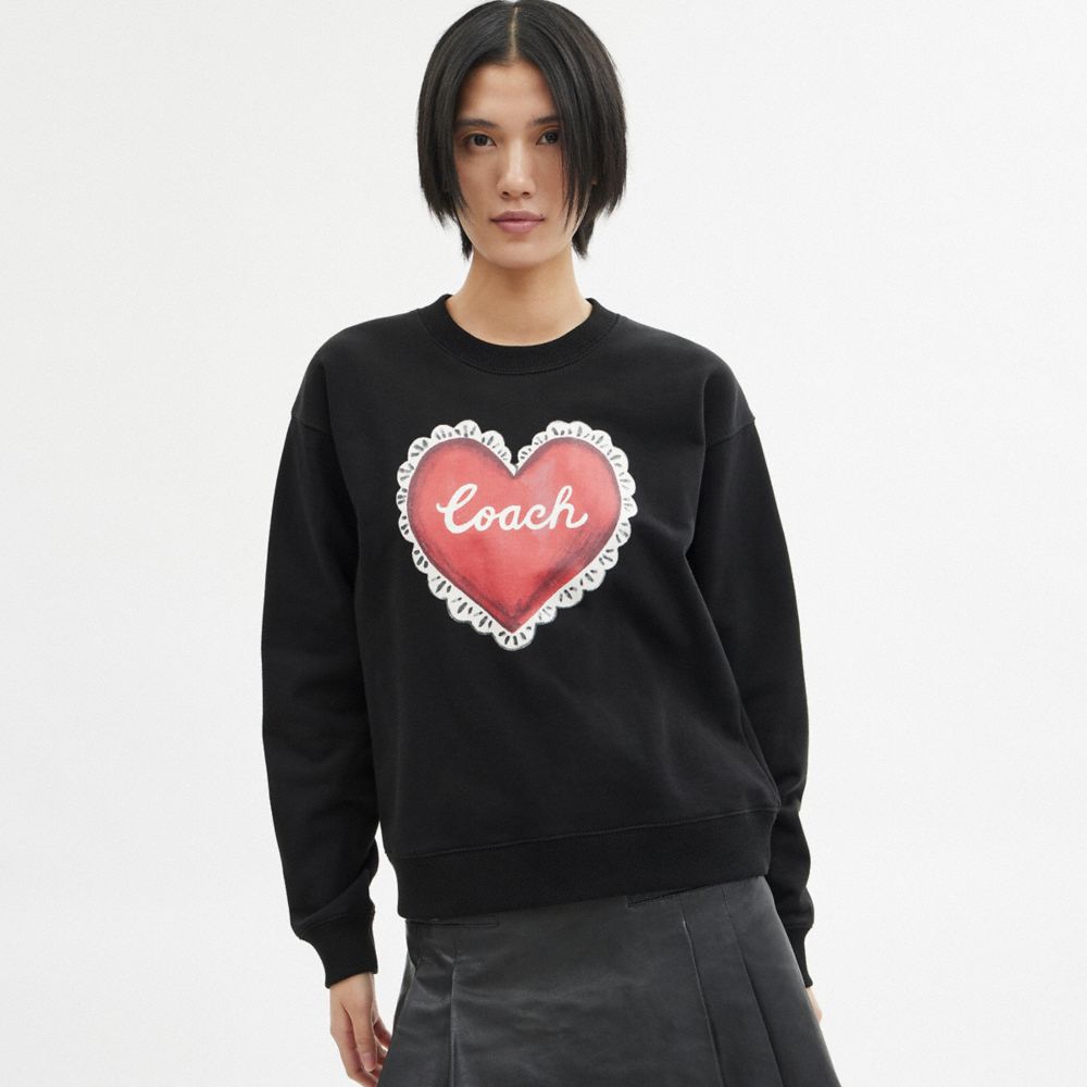 Coach Heart Crewneck Sweater Negras | COH865979