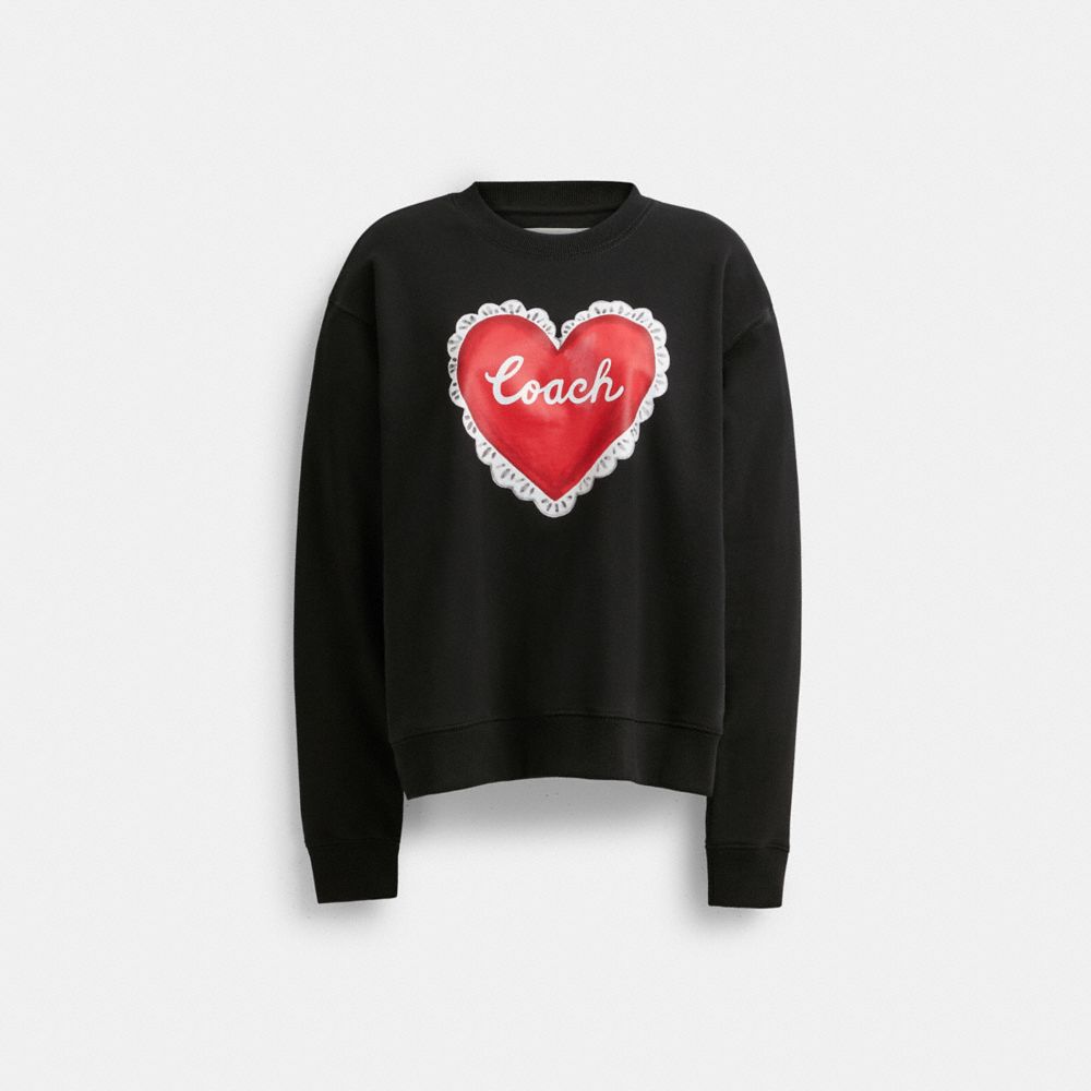 Coach Heart Crewneck Sweater Negras | COH865979