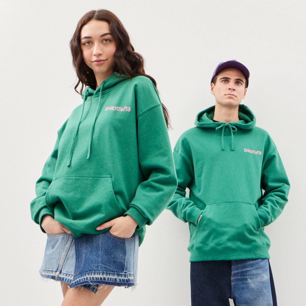 Coach Hoodie In 100% Recycled Cotton: This Is Coachtopia Verde Multicolor | COH865962