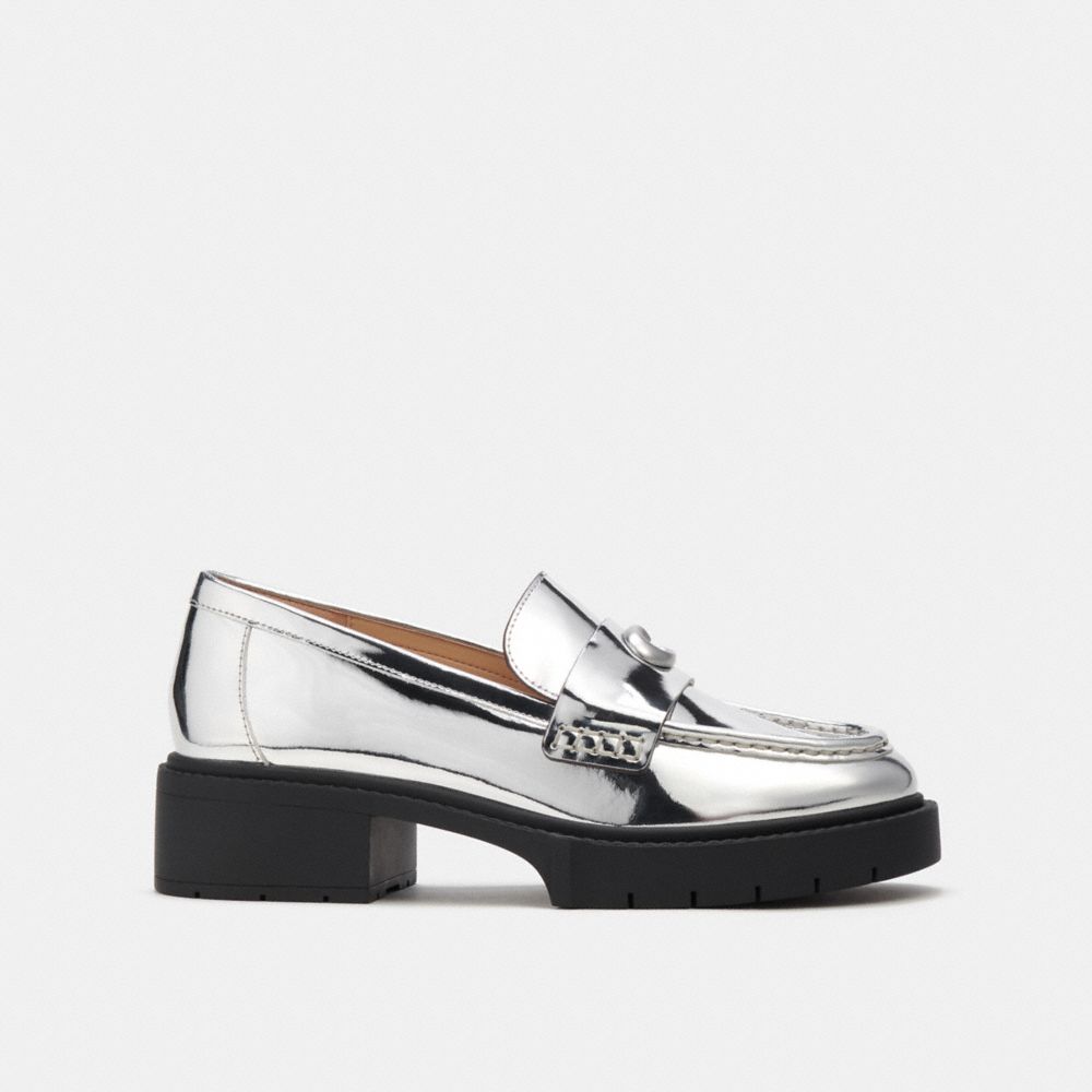 Coach Leah Loafer In Silver Metallic Plateadas | COH865797