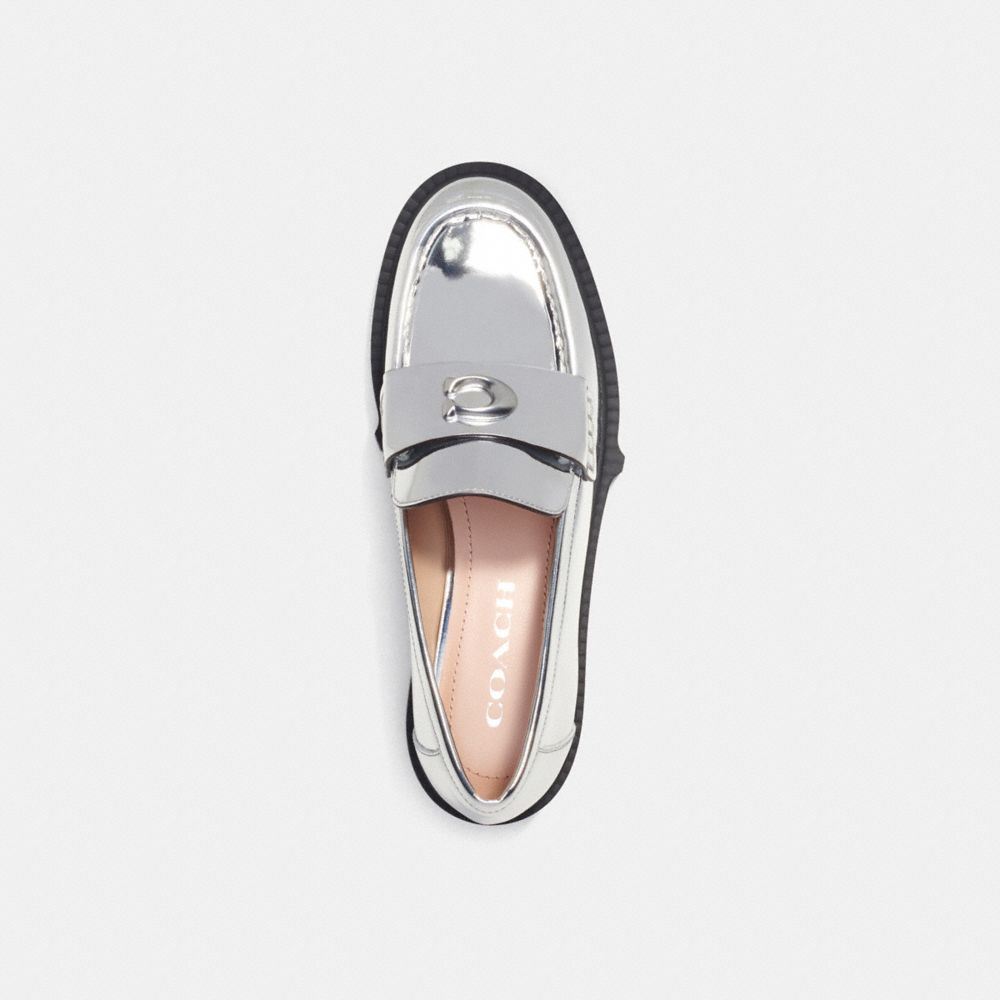 Coach Leah Loafer In Silver Metallic Plateadas | COH865797