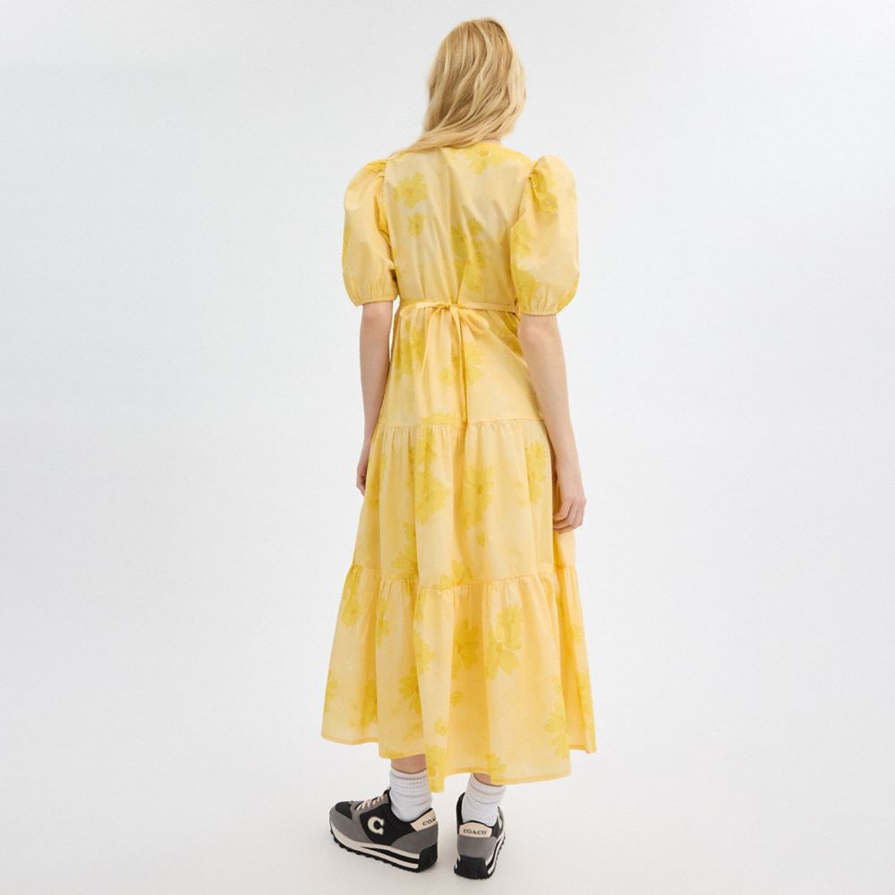 Coach Long Cotton Floral Dress Amarillo | COH866067