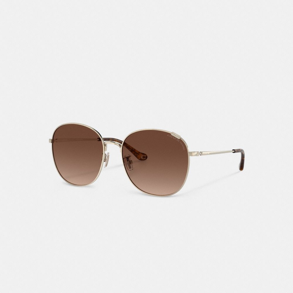 Coach Metal Round Sunglasses Marrones | COH866365