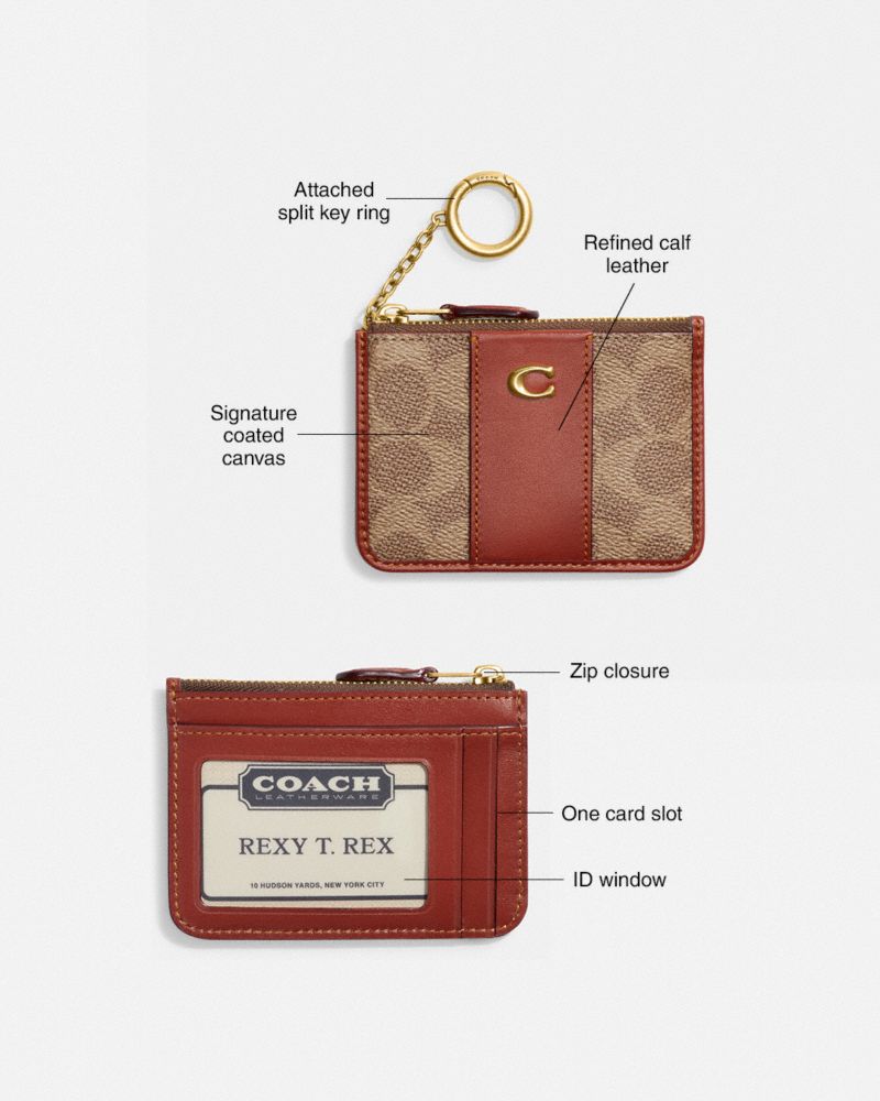 Coach Mini Skinny Id Case In Signature Canvas Marrones Rojas | COH865602