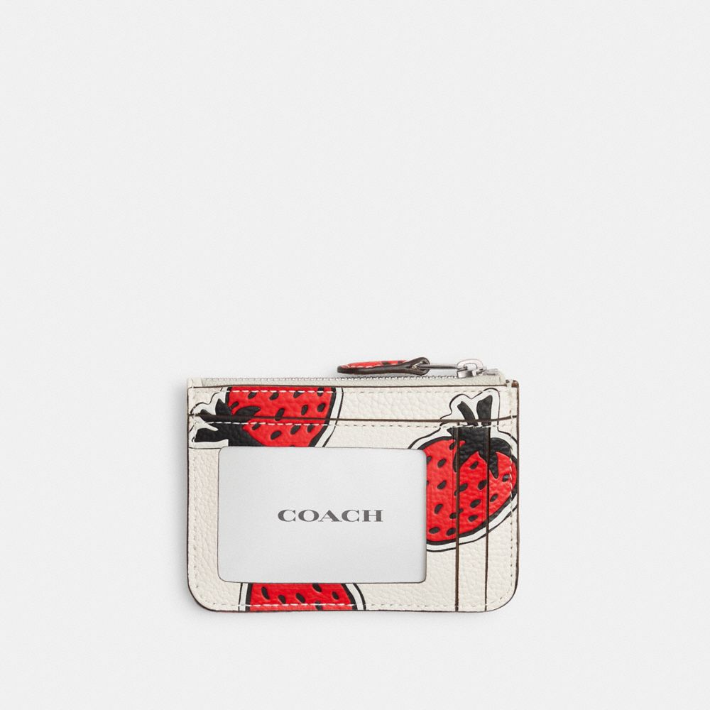 Coach Mini Skinny Id Case With Strawberry Print Plateadas Multicolor | COH865576