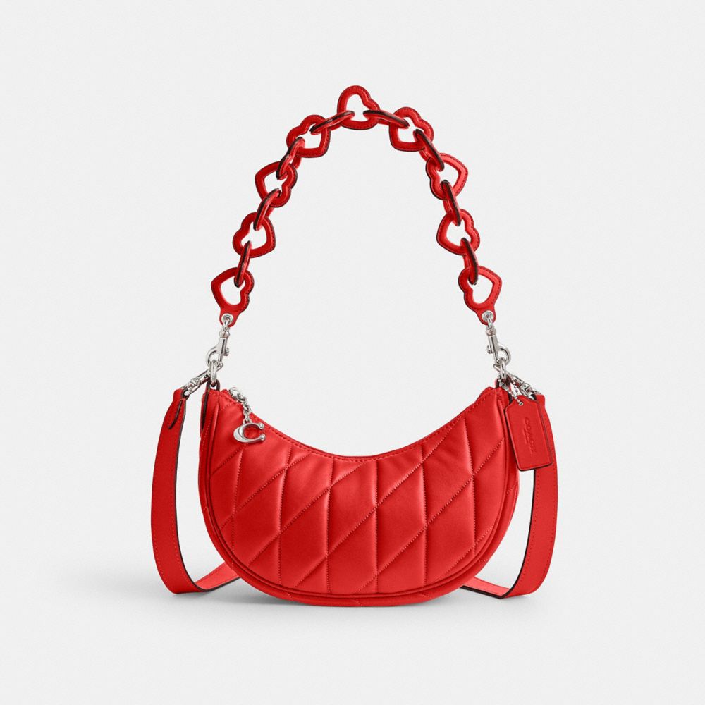 Coach Mira Shoulder Bag With Pillow Quilting And Heart Strap Plateadas Rojas | COH864979