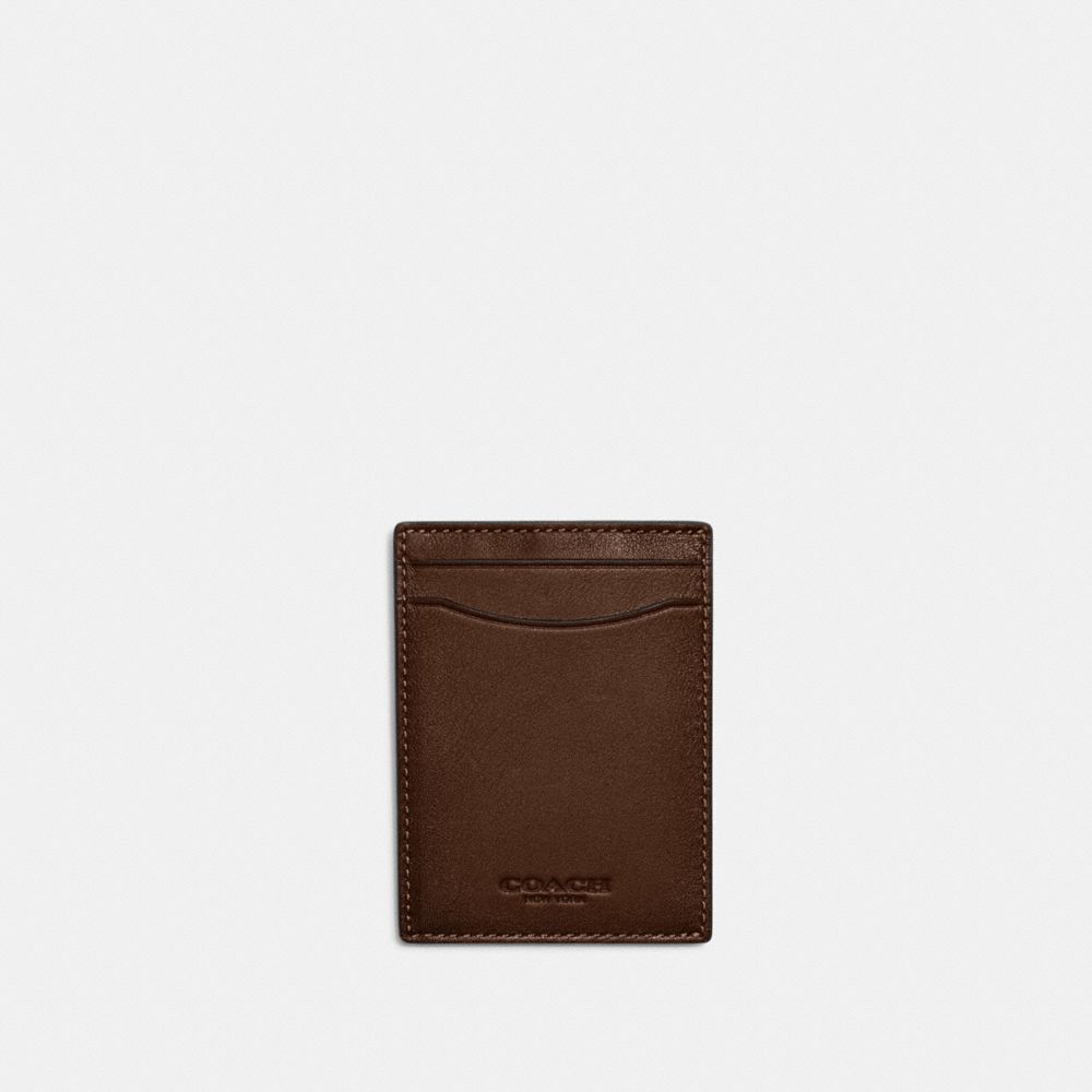 Coach Money Clip Card Case Chocolate | COH866757