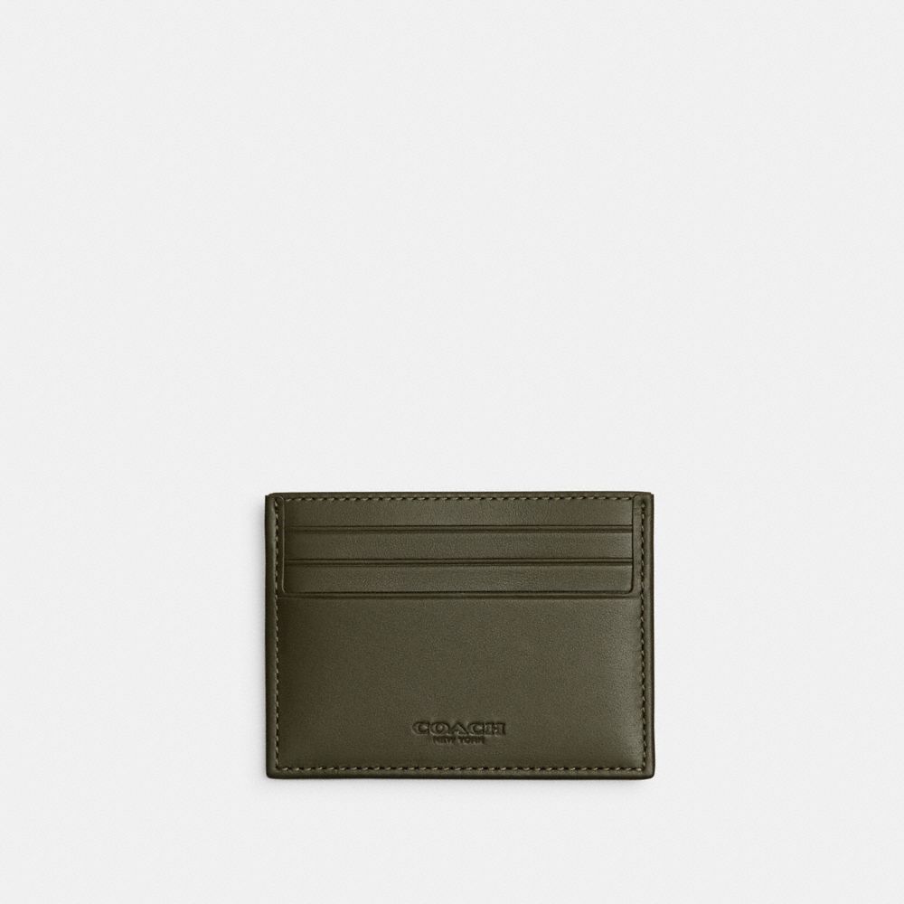 Coach Refined Card Case In Signature Canvas Jacquard Verde | COH866749