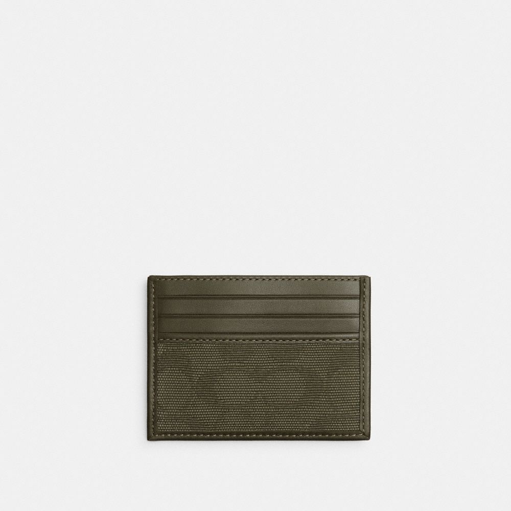 Coach Refined Card Case In Signature Canvas Jacquard Verde | COH866749