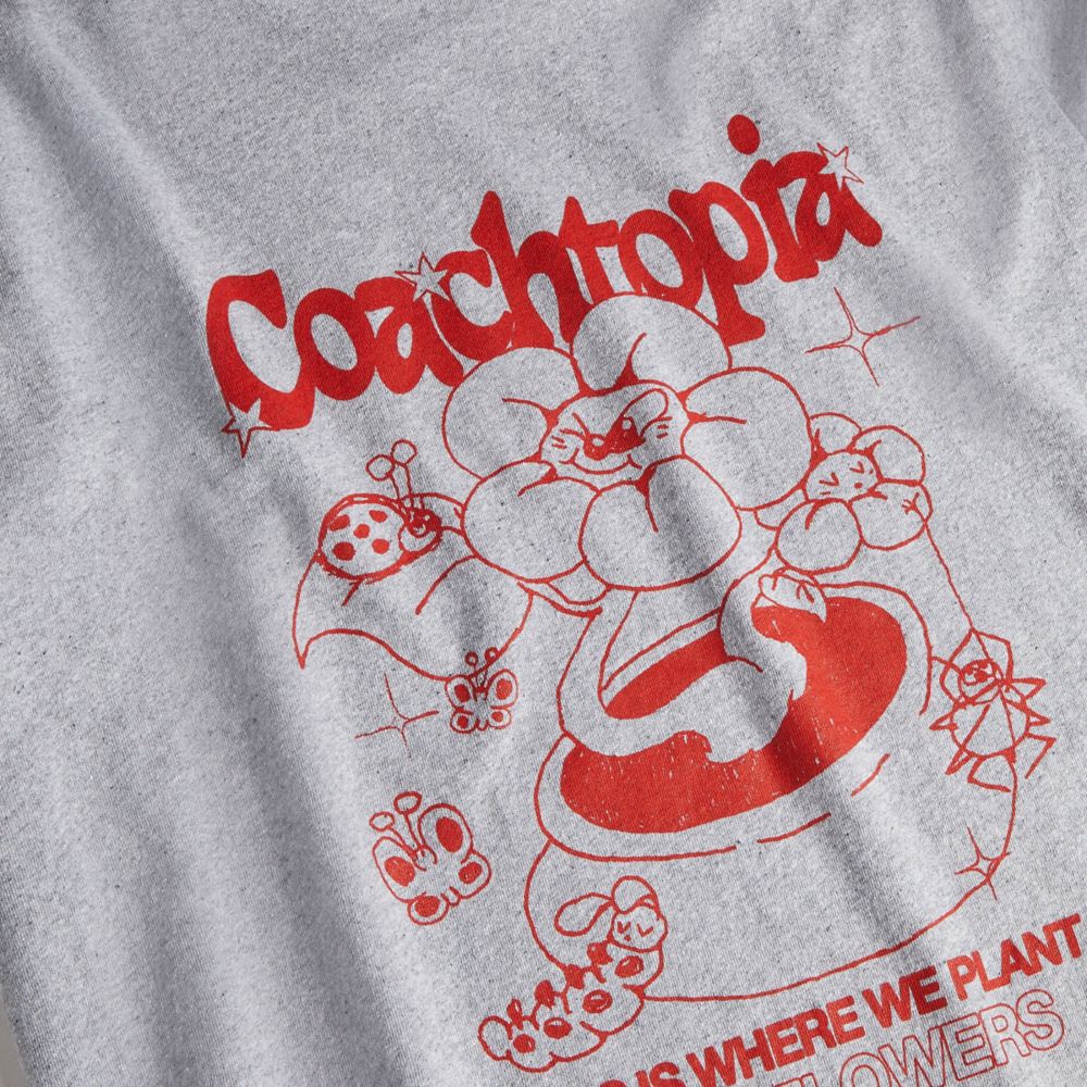 Coach Relaxed T Shirt: Flower Pot Gris Multicolor | COH866911