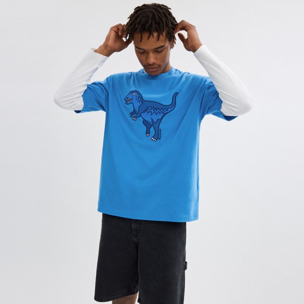 Coach Rexy T Shirt In Organic Cotton Azules | COH866906