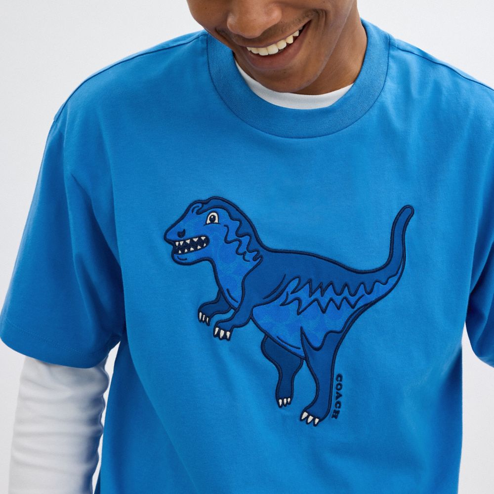 Coach Rexy T Shirt In Organic Cotton Azules | COH866906