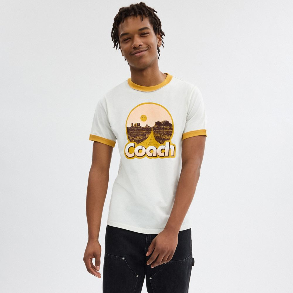 Coach Roadside Ringer T Shirt Blancas | COH866908