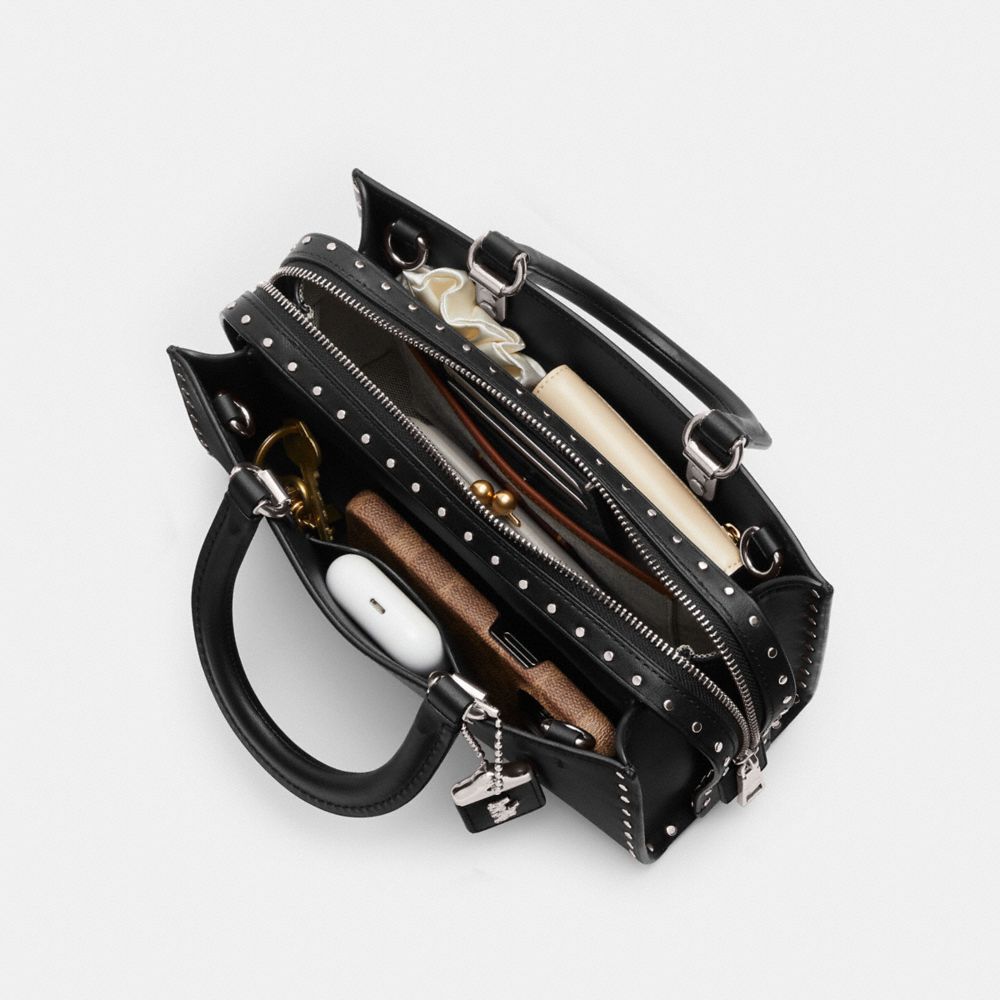 Coach Rogue Bag 26 With Rivets Plateadas Negras | COH865181