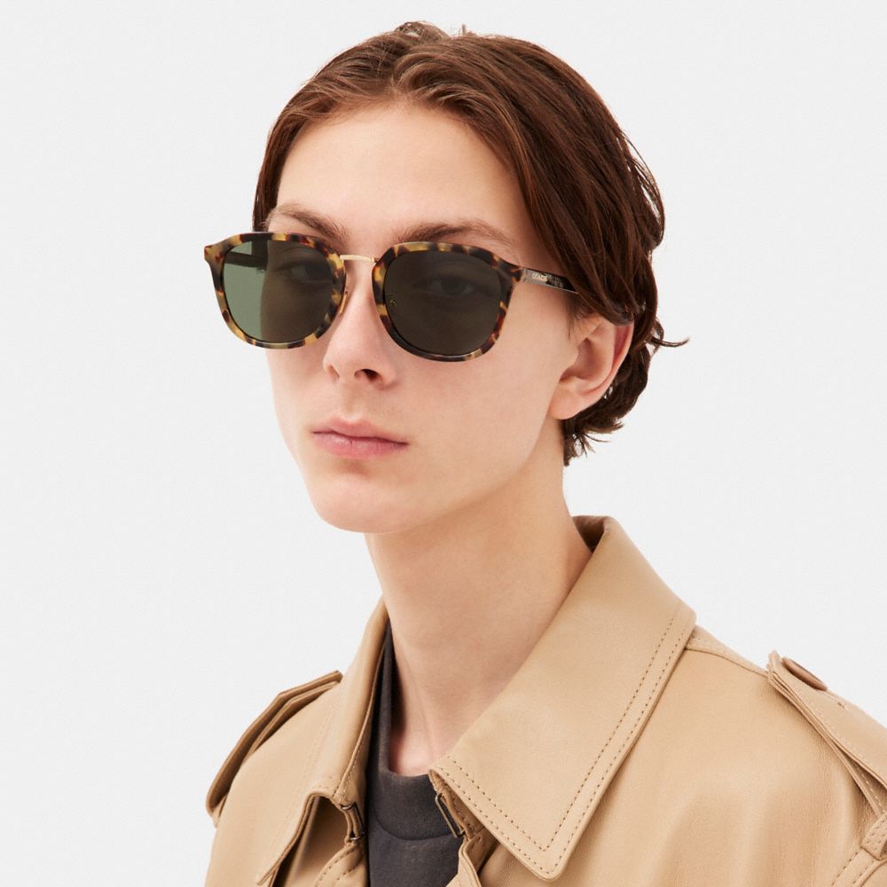 Coach Rounded Geometric Sunglasses Verde | COH866342