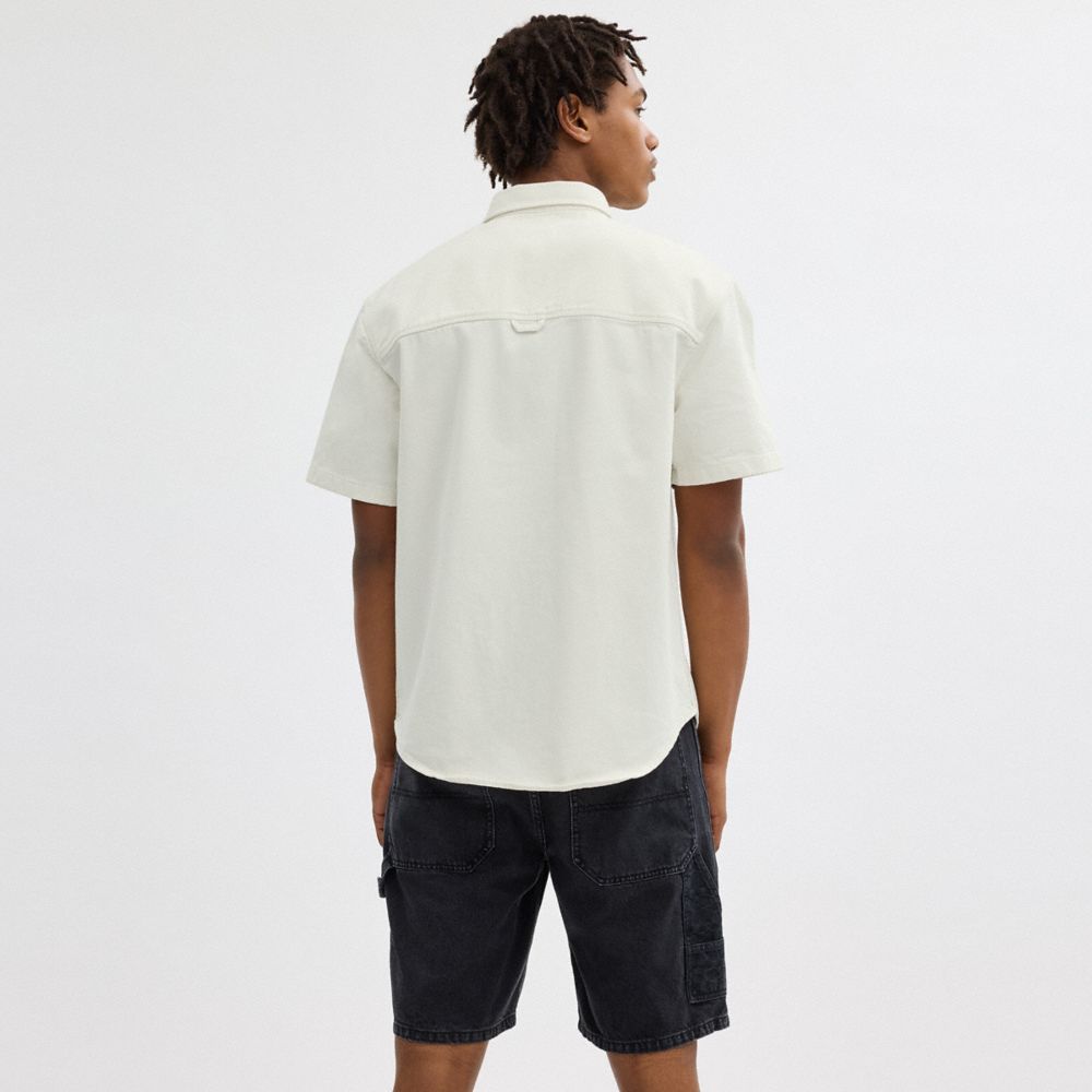 Coach Short Sleeve Denim Shirt In Organic Cotton Blancas | COH866935