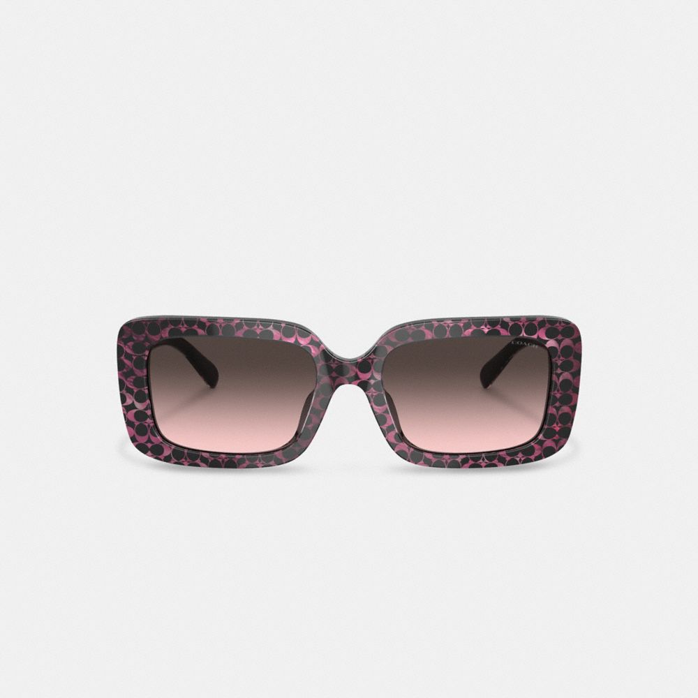 Coach Signature Oversized Rectangle Sunglasses Negras Rosas | COH866333