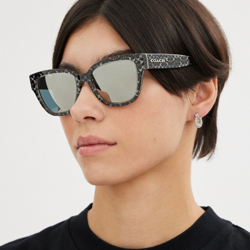 Coach Signature Round Sunglasses Plateadas | COH866393