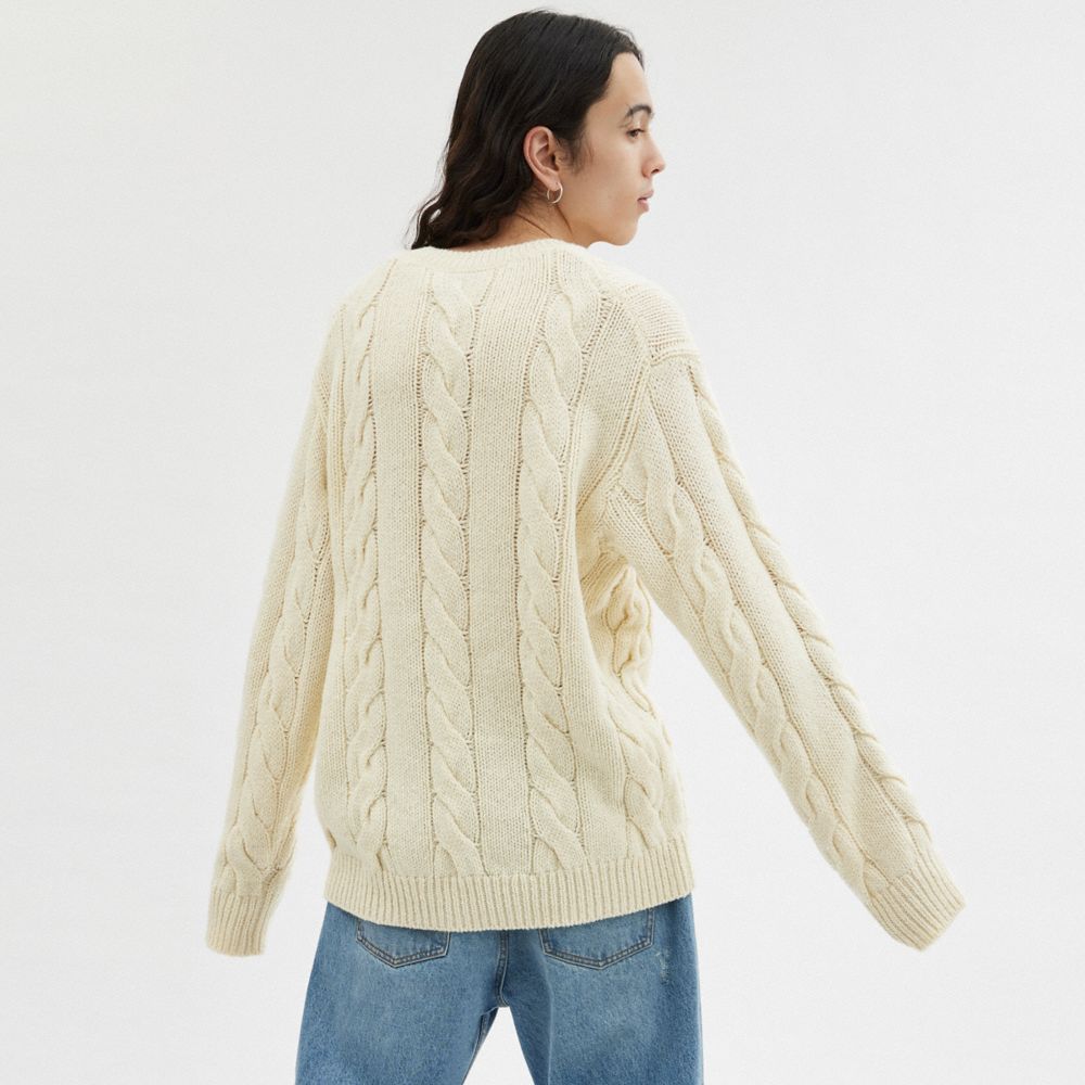 Coach Signature Sweater In Recycled Wool Blancas | COH866886