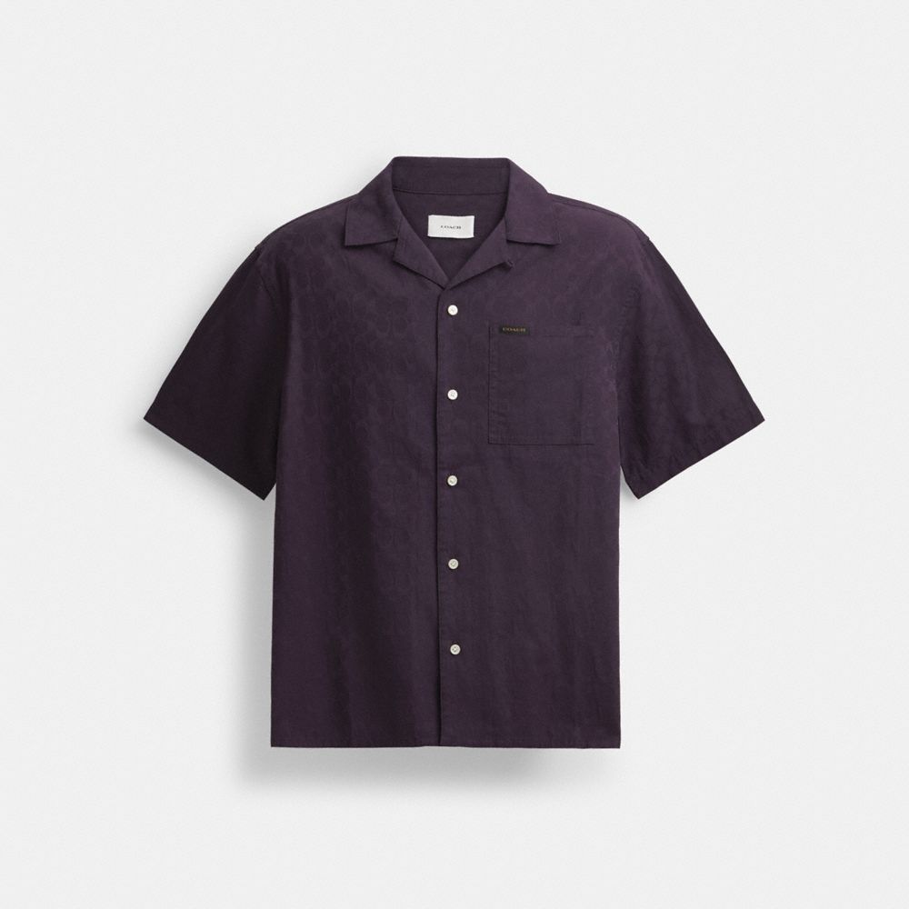 Coach Signature Woven Shirt In Organic Cotton Moradas | COH866932