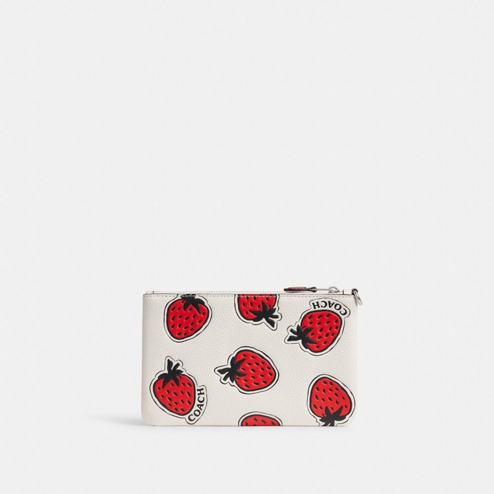 Coach Small Wristlet With Strawberry Print Plateadas Multicolor | COH865646