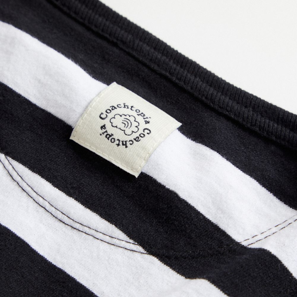 Coach Striped Long Sleeve T Shirt In 97% Recycled Cotton Negras | COH865966