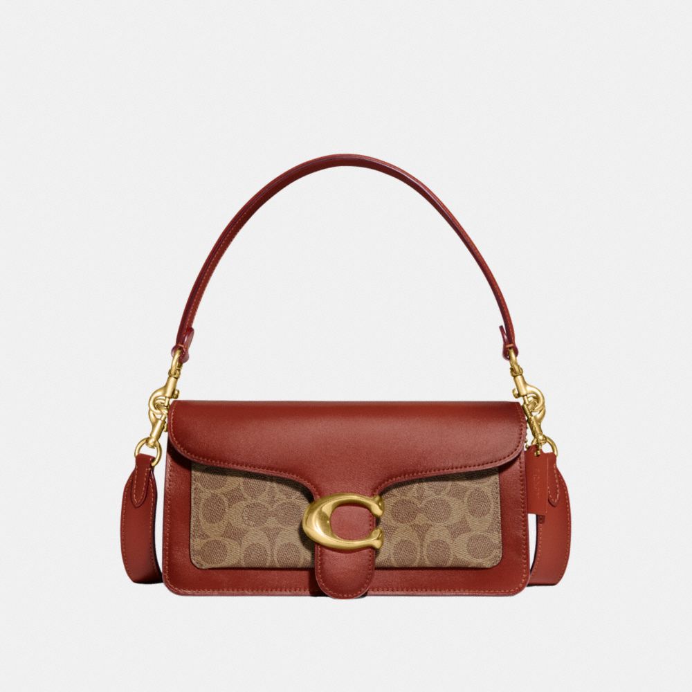 Coach Tabby Shoulder Bag 26 In Signature Canvas Marrones Rojas | COH864895