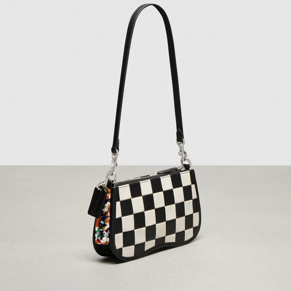 Coach Wavy Baguette Bag In Checkerboard Upcrafted Leather Negras | COH864884