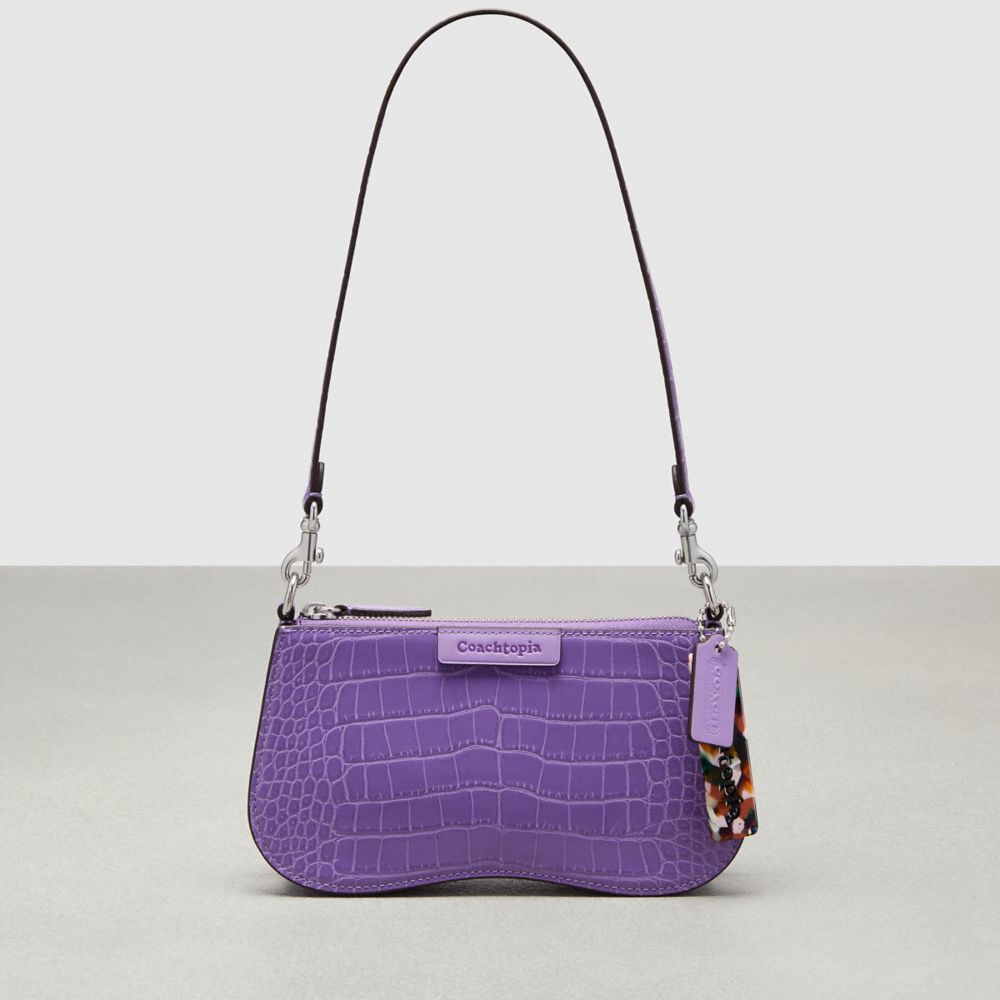 Coach Wavy Baguette Bag In Croc Embossed Coachtopia Leather Moradas | COH864807