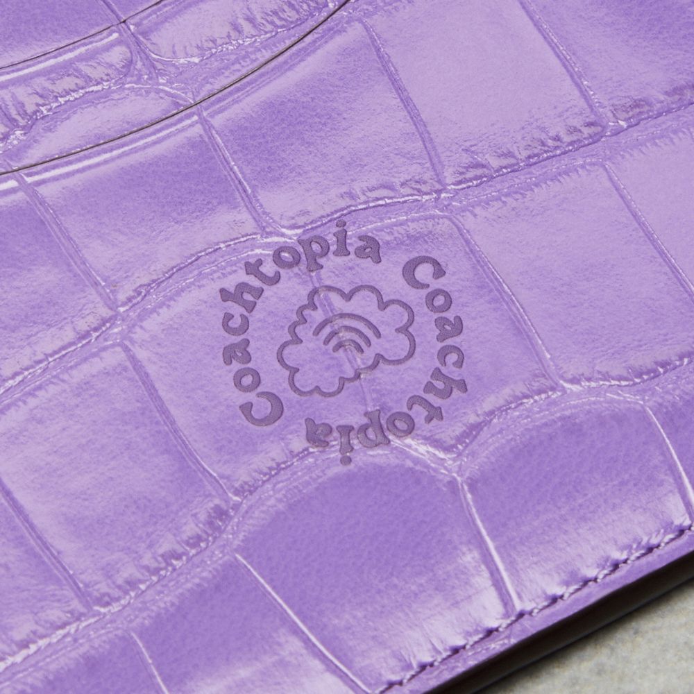 Coach Wavy Card Case In Croc Embossed Coachtopia Leather Moradas | COH865543