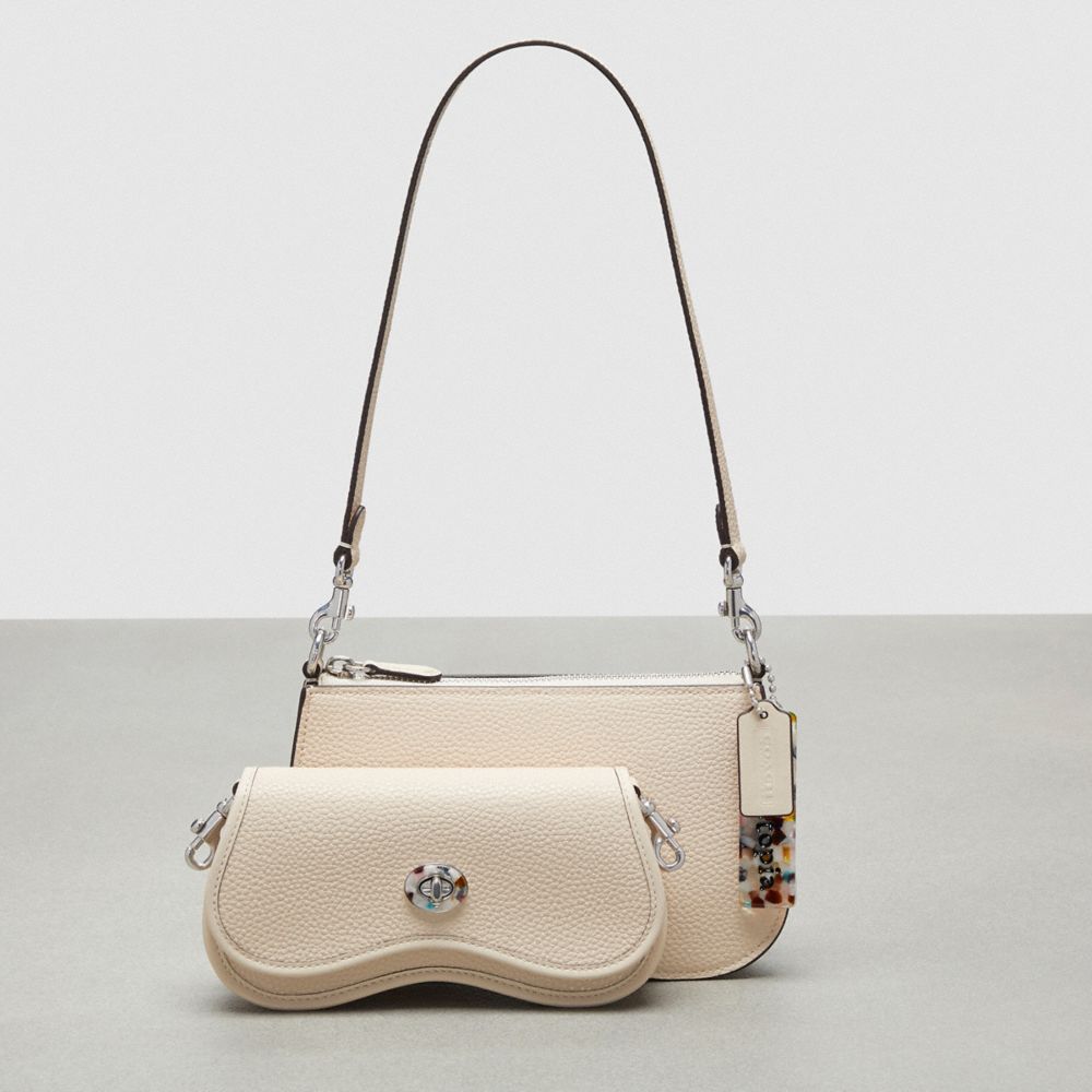 Coach Wavy Double Pouch Bag Beige | COH864852