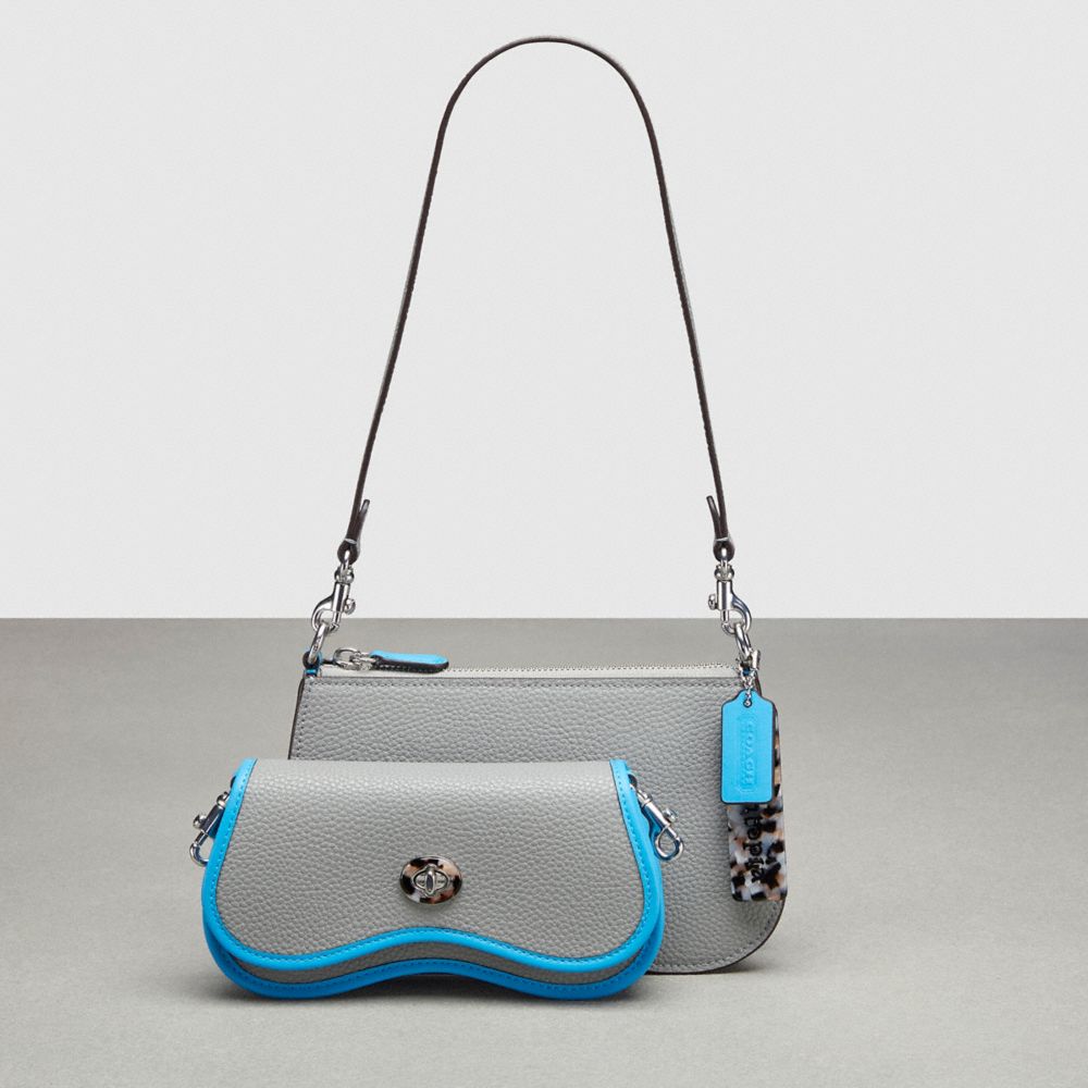 Coach Wavy Double Pouch Bag Gris Azules | COH864791