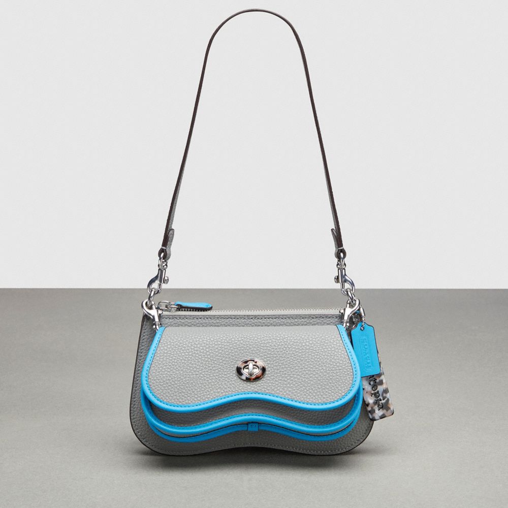 Coach Wavy Double Pouch Bag Gris Azules | COH864791