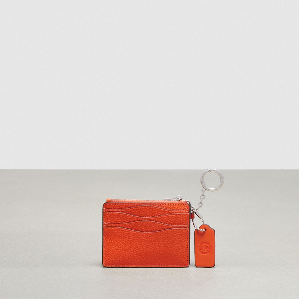 Coach Wavy Zip Card Case In Pebbled Coachtopia Leather With Key Ring Naranjas | COH865595