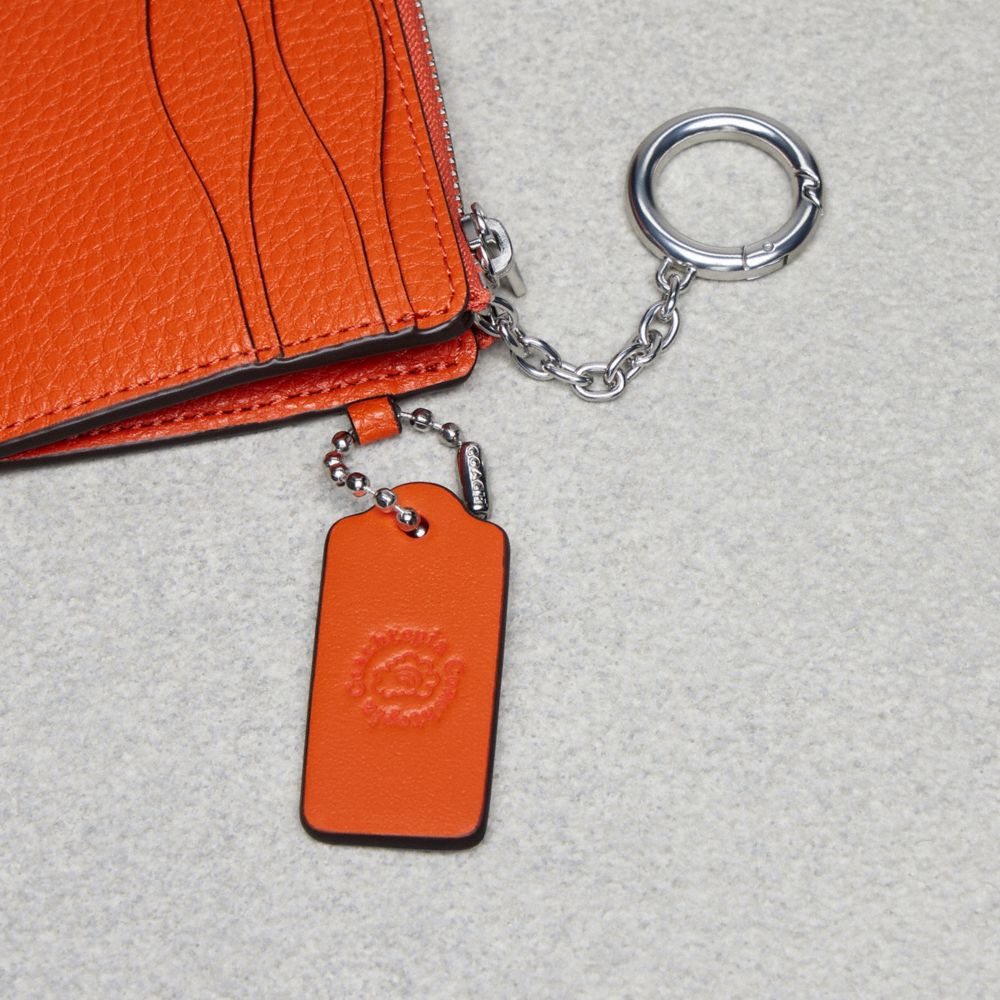 Coach Wavy Zip Card Case In Pebbled Coachtopia Leather With Key Ring Naranjas | COH865595