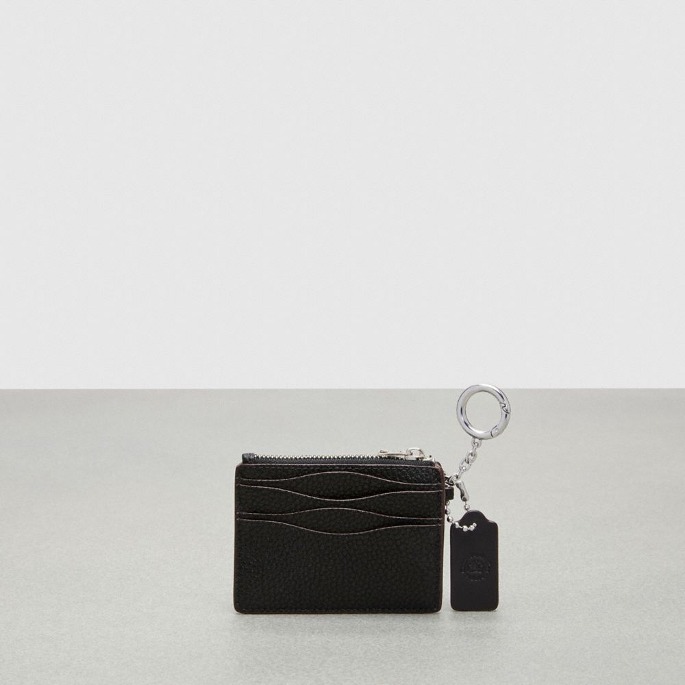 Coach Wavy Zip Card Case In Pebbled Coachtopia Leather With Key Ring Negras | COH865596