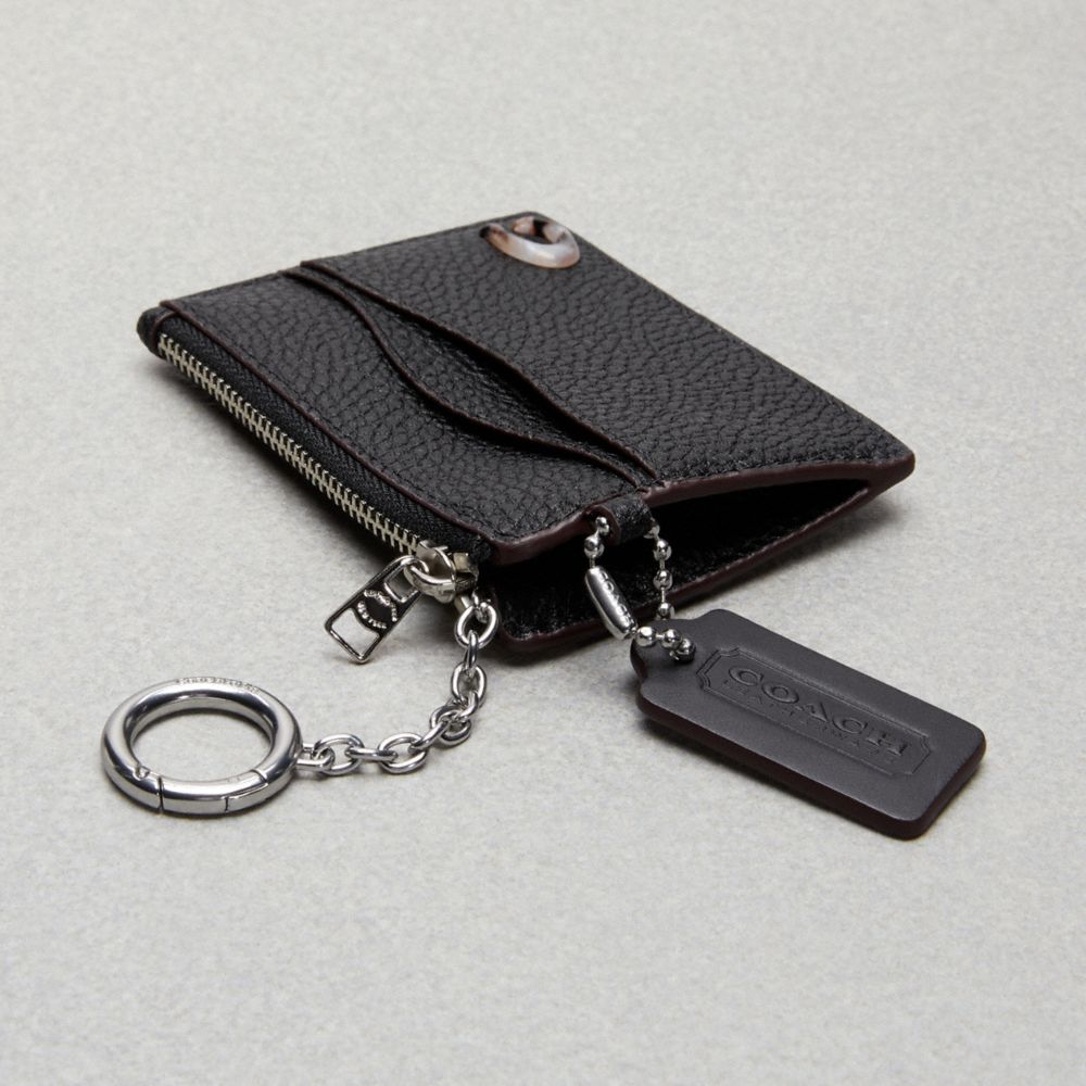 Coach Wavy Zip Card Case In Pebbled Coachtopia Leather With Key Ring Negras | COH865596